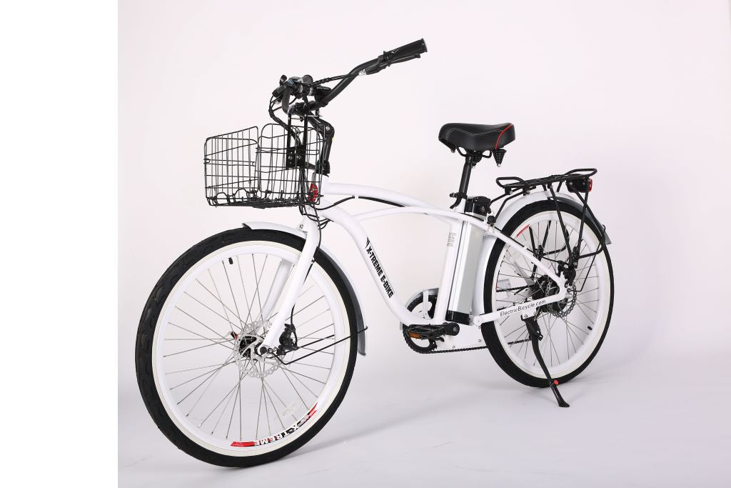 X-Treme Newport Elite 24 Volt Beach Cruiser Electric Bike-White