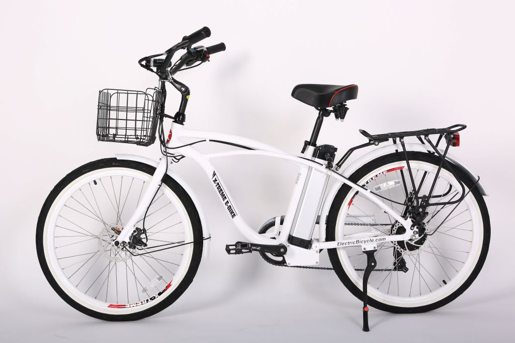 X-Treme Newport Elite 24 Volt Beach Cruiser Electric Bike-White