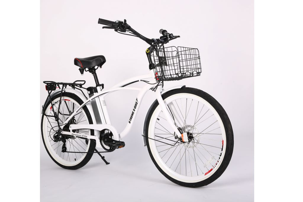 X-Treme Newport Elite 24 Volt Beach Cruiser Electric Bike-White