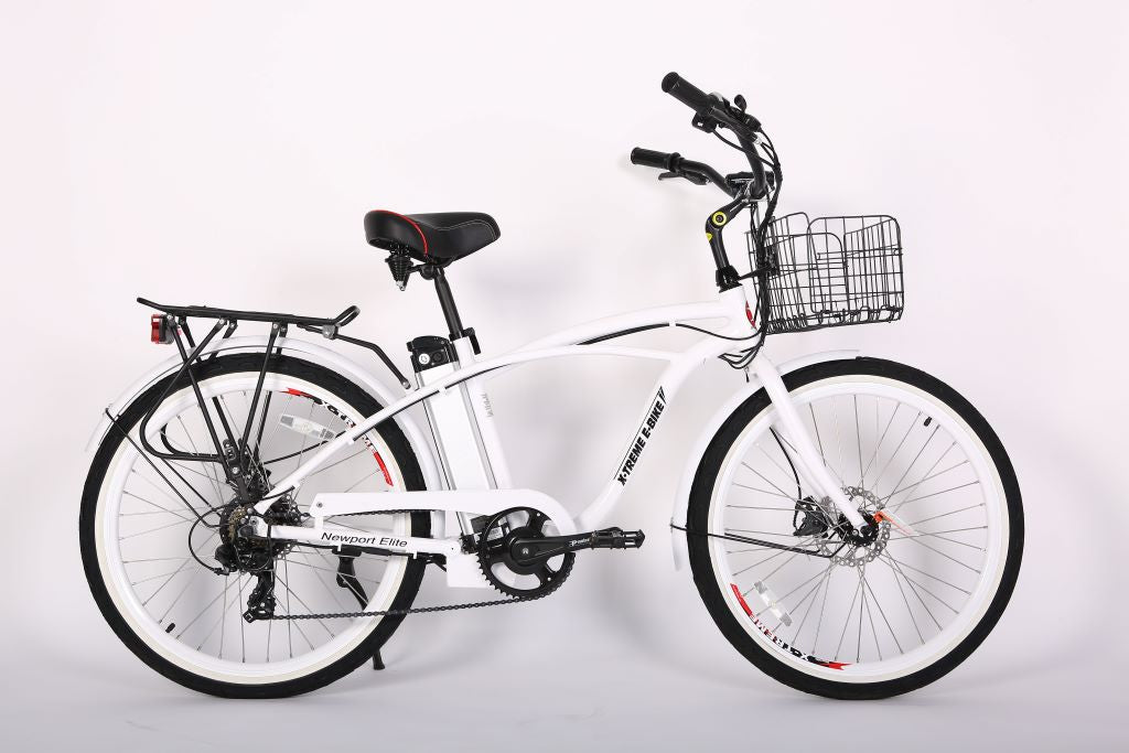 X-Treme Newport Elite 24 Volt Beach Cruiser Electric Bike-White