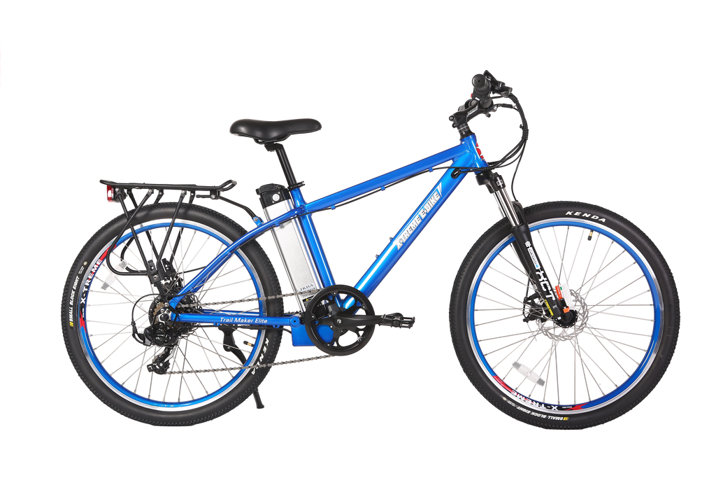 X-Treme Trail Maker Elite 24 Volt Electric Mountain Bike-Metallic Blue