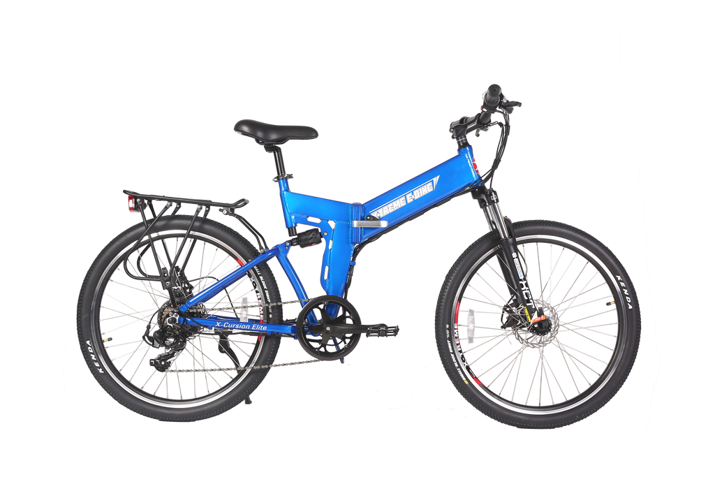 X-Treme X-Cursion Elite 24 Volt Electric Folding Mountain Bicycle - Metallic Blue